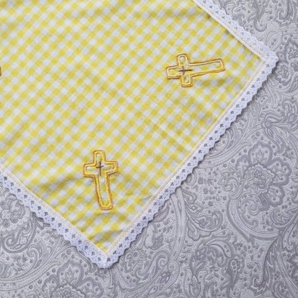 Handmade Embroidered Cross Handkerchief, Bandana - Picture 4 of 4